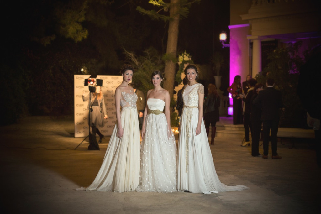 Las modelos de Elite luciendo los vestidos de Rubén Hernández durante la presentación